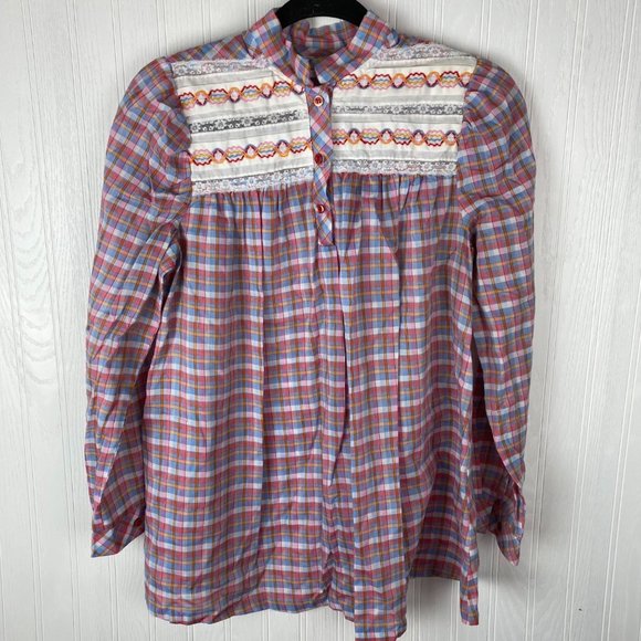 The Stork Club‎ Vintage Maternity Top Plaid size 10 - Picture 1 of 4